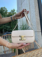 Сумка жіноча Celine Teen Triomphe Bag in Shiny Calfskin Pink mini Селін бежева DN064