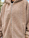 Бежева жіноча демісезонна куртка-хутро, фото 10