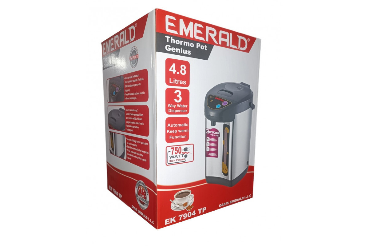 Термопот электрический чайник термос с ручной помпой на 4.8 л EMERALD Thermo Pot Genius EK 7904 TP, фото 2