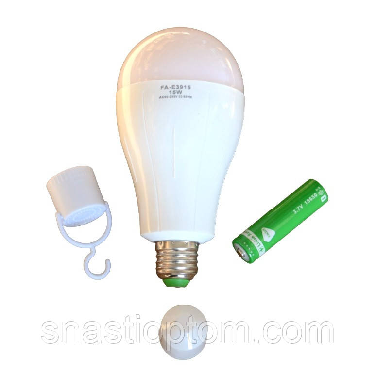 Лампочка з акумулятором, LED, 18650, в патрон E27 BL Fa 3915