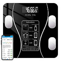Весы напольные электронные стеклянные с шкалой жировых отложений и приложением на смартфон до 180кг LY-114