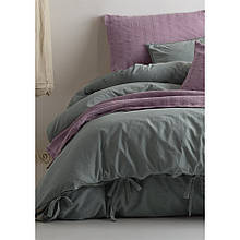 Постільна 200х220 євро ранфорс якісна, бавовняна постільна однотонна білизна стильна Зелений