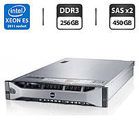 Сервер Dell PowerEdge R720 2U Rack / 2x Xeon E5-2660 v2 10 ядер 2.2GHz/256GB DDR3/2x 450GB SAS/iRMC S3/2x750W