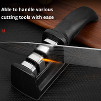 Тройная стругачка для ножей с грубым/средним/мелким шлифовальным основанием Knife Sharpener черная Код:Ms05