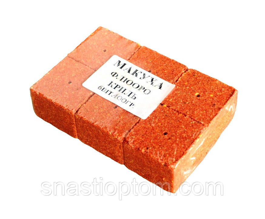 Кубик для макушатника для лову риби, Флуоро, з отвором, 45х45х20мм, 6шт/уп, смак Криль