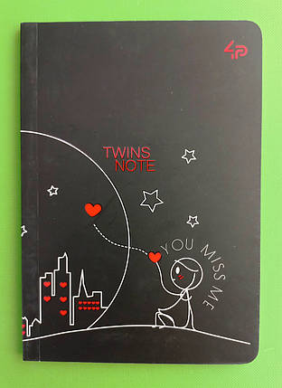 Канц Блокнот A6/80 "Profiplan" /904297/ ## "Twins series" miss you, склейка, мат/лам, 70г, фото 1