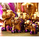 Набір статуеток 7 акрилових слоників золотий, фото 4
