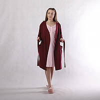Утепленный комплект (ночная рубашка и халат) для беременных и кормящих мам Размер 46/48 Мила Tiana Бордовый