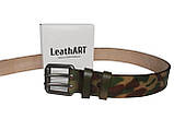 Чоловічий ремінь шкіряний хакі, фото 3