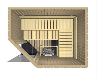 Збірна сауна кабіна Harvia Sauna cabin Variant 1945x1505 left