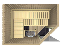 Сборная сауна кабина Harvia Sauna cabin Variant 1945x1505 right