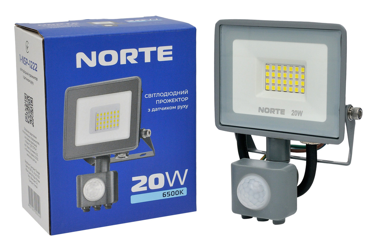 Прожектор NORTE Spotlight 1-NSP-1222 20W 6500К з датчиком руху