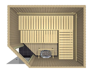 Збірна сауна кабіна Harvia Sauna cabin Variant 2380x1945 left