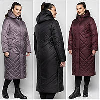 Женское зимнее теплое длинное пальто, полу приталенное, больших размеров р-48,50,52,54, 56, 58, 60, 62, 64, 66