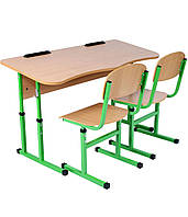Комплект стіл учнівський 2-місний без полиці антисколіозний, №4-6 + стілець Т-подібний з покриттям HPL, №4-6