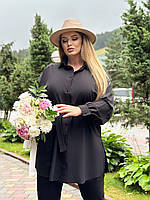 Блуза женская модная, однотонная, в больших размерах Черный