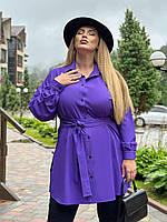 Молодежная женская блуза больших размеров из легкой ткани Фиолетовый