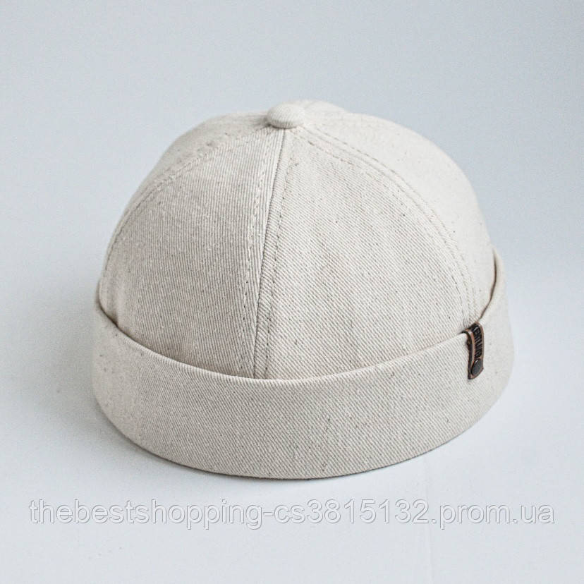 Трендова кепка докер колір натуральний, Докерка чоловіча, бейсболка без козирка, феска ETHNO