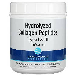 Гідролізовані пептиди колагену Lake Avenue Nutrition Hydrolyzed Collagen Peptides Type 1 & 3 (460 грам.)
