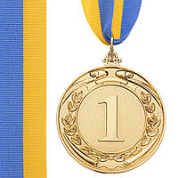 Медаль спортивная с лентой LIDER 6,5 см золото серебро бронза
