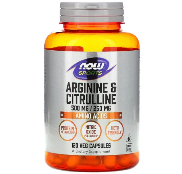 Амінокислоти NOW Foods Arginine & Citrulline (500/250 mg) 120 Veg Caps