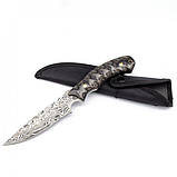 Мисливський ніж із малюнком Дамасос Boda. Нескладной нож в ножнах., фото 3