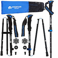 Треккинговые палки для ходьбы 43-130 см Mountain Goat Pro+ MG0007 Black/Blue