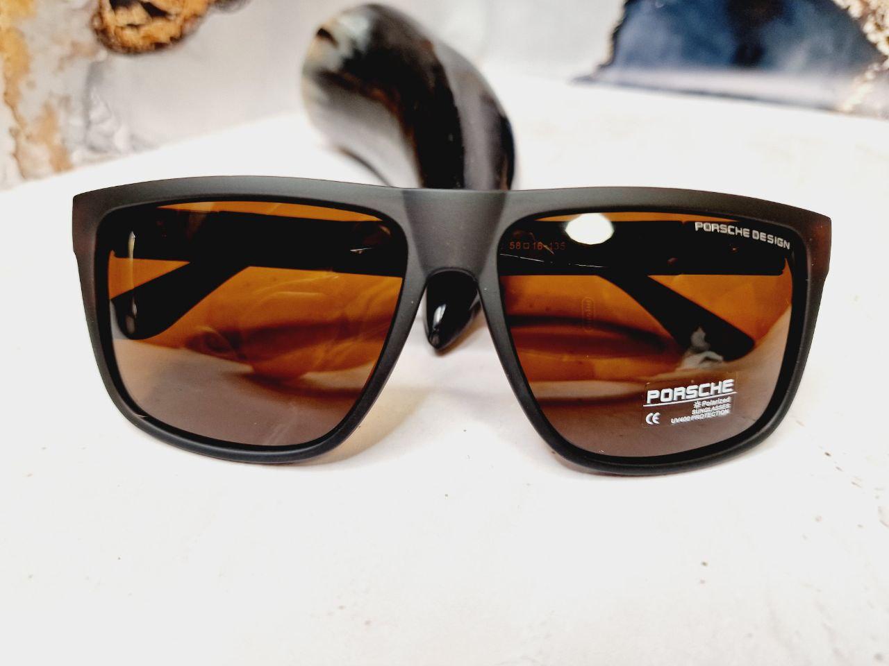 Чоловічі прямокутні сонцезахисні окуляри ПОРШЕ POLARIZED у стильній оправі, Коричневі, фото 1