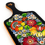 Дошка обробна Петриківський розпис ручної роботи з дерева 16х33 ПОЛЬОВІ КВІТИ Український сувенір, фото 4