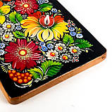 Дошка обробна Петриківський розпис ручної роботи з дерева 16х33 ПОЛЬОВІ КВІТИ Український сувенір, фото 6