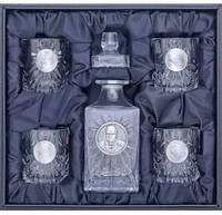 Подарочный набор для алкоголя графин с 4 бокалами в подарочном футляре "Черчилль"