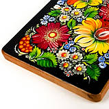 Дошка обробна Петриківський розпис ручної роботи з дерева 16х33 ПОЛЬОВІ КВІТИ Український сувенір, фото 10