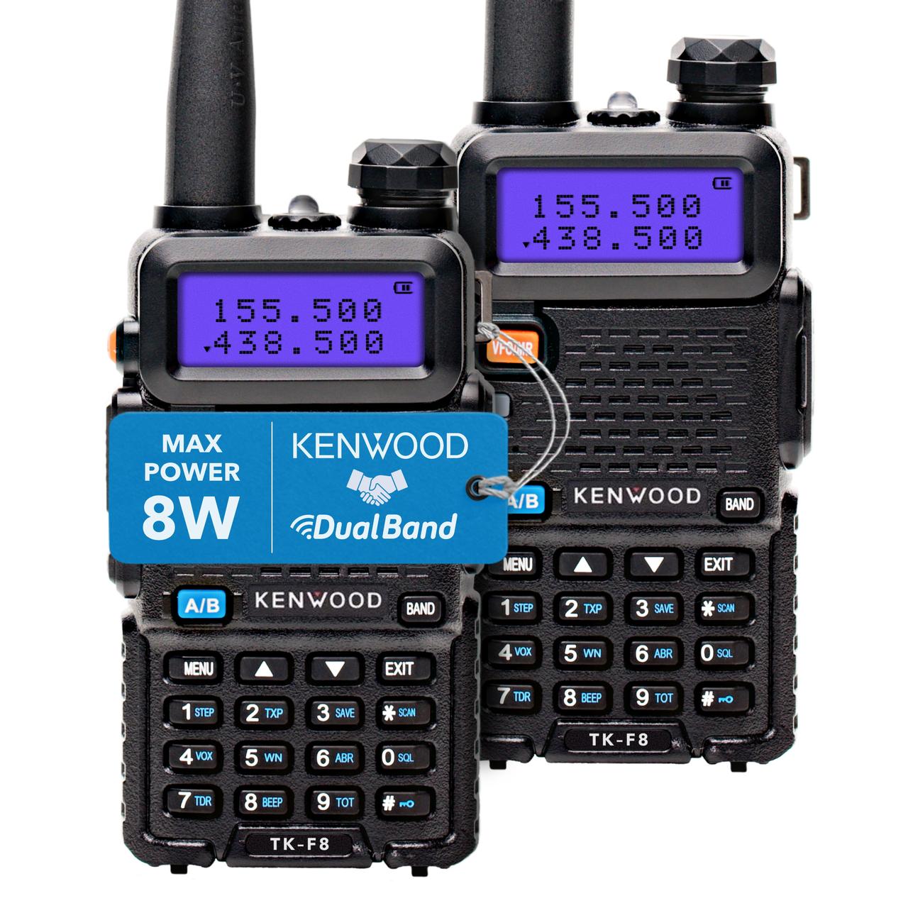 Комплект рацій 2 шт KENWOOD TK-F8 DB TURBO (2100 мАг)+ гарнітура + ремінець на шию Mirkit