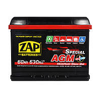 Акумулятор ZAP AGM 560 02 L2 60Ah 630A R+ (правий +)