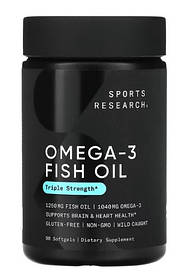 Риб'ячий жир з омега-3 потрійна сила Sports Research, 1250 мг 90 капсул