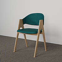 Мягкий стул "Джим" из дерева и ткани со скругленными ножками Зеленый