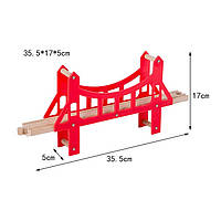 Мост высокий красный для деревянной железной дороги