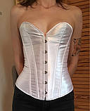 Корсет атласний білий на шнурівці жіночий, фото 2