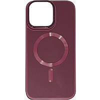 Чехол Bonbon Leather Metal Style with MagSafe для Apple iPhone 11 (6.1") | Искусственная кожа Бордовый / Plum