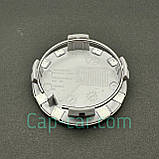 Ковпачок, заглушка для колісного диска Тесла. Tesla, чорний з хромованим логотипом. 57 мм., фото 2