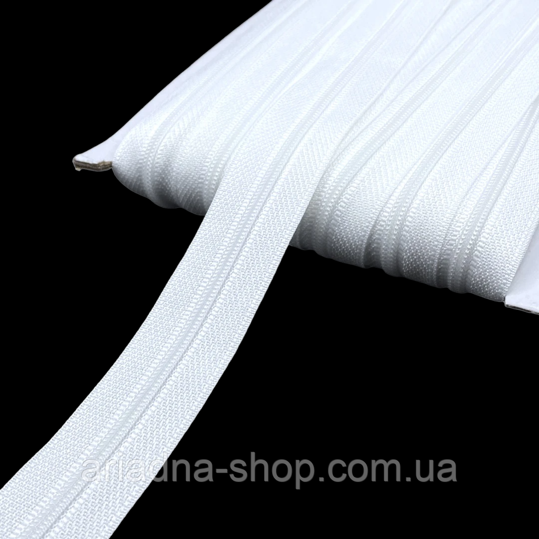 Рулонна блискавка спіральна Тип 3, колір білий