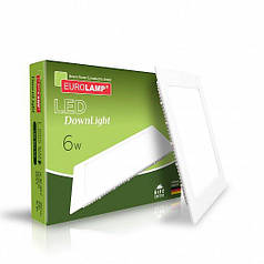 LED світильник вбудований Eurolamp 6W 4000K квадрат LED-DLS-6/4