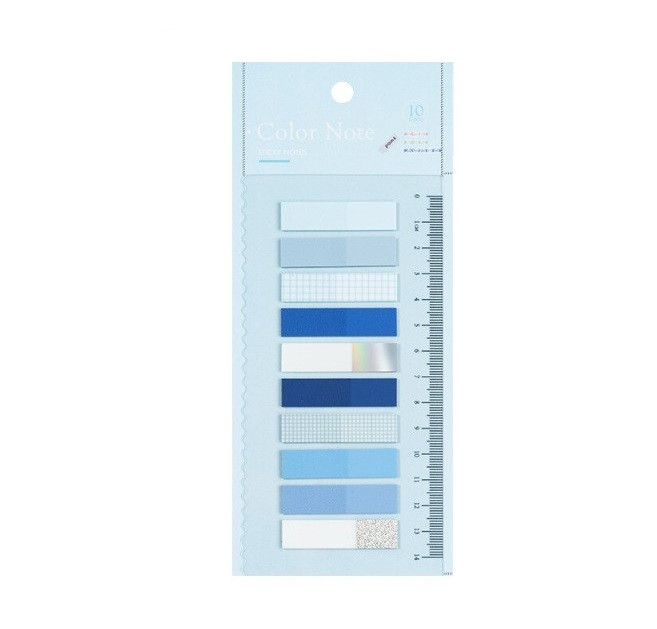 Стікери-закладки з лінійкою "Color note" з блискітками, блакитні, фото 1