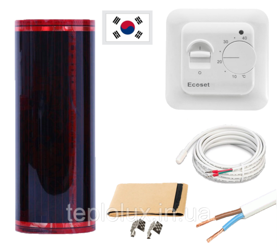 5м2. Комплект саморегулюючої інфрачервоної плівки RexVa PTC з механічним терморегулятором RTC70.26