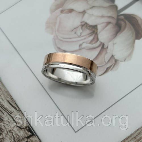 Обручка срібна із золотою напайкою родована, фото 1