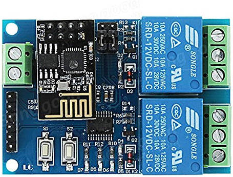 Подвійний релейний модуль Wi-Fi ESP8266, 12 В, дистанційне керування через додаток, фото 1
