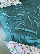 Постільна білизна Королева Ночі (Сатин Premium) | Полуторний комплект | 50х70 | Колібрі, квіти на світлому та зеленому, фото 2