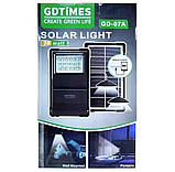 Портативна система освітлення GDTimes GD-07a 2 LED лампи + сонячна панель з прожектором 3000 mAh, фото 5