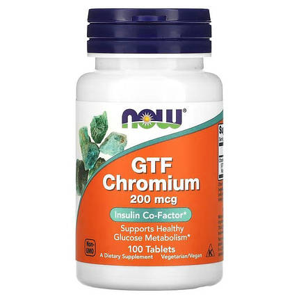NOW Foods GTF Chromium 200 mcg 100 Tabs, фото 1