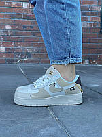 Женские кроссовки Nike Air Force 1 Low Tan Bling найк аир форс кожаные мокко